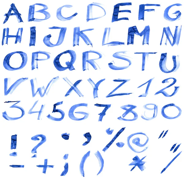Grunge Handwritten Ink Alphabet Isolated White Background — Stock Photo, Image