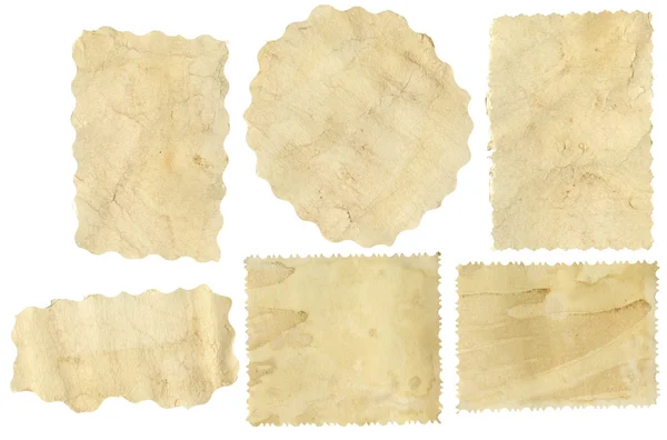 Шість Шматків Старого Паперу Білому Тлі — стокове фото