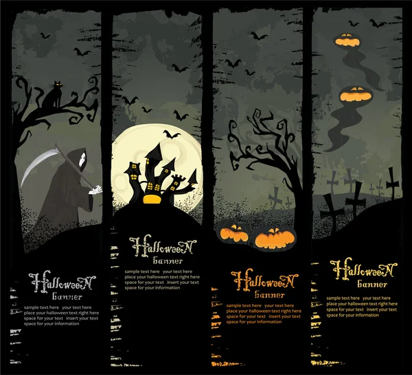 Fyra halloween banners — Stock vektor
