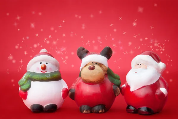 Télapó, Rudolf és a hóember — Stock Fotó