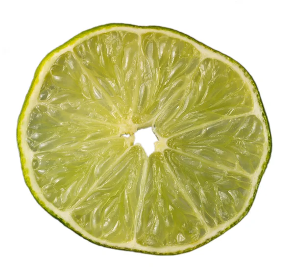 Cortado en rodajas de limón verde aislado (lat. Citrus) - "Eureka " —  Fotos de Stock