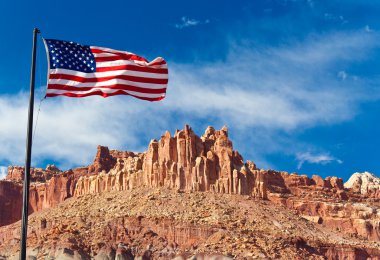 ons vlag in kapitaal rif nationaal park, utah, Verenigde Staten