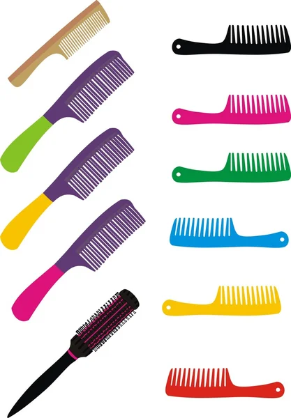 Uppsättning av hårborstar — Stock vektor
