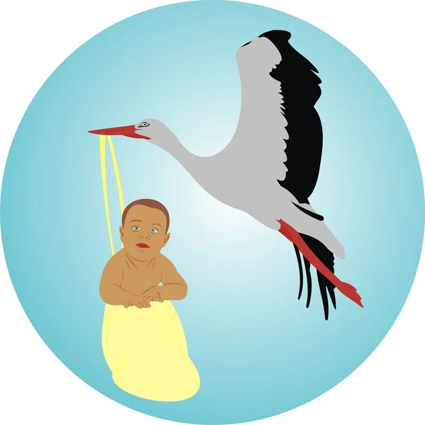 La cigogne et l'enfant — Image vectorielle