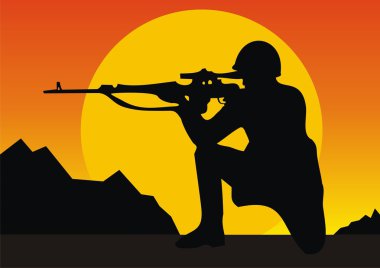 The well-aimed sniper clipart