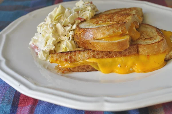 Kızarmış hamur mayası ve peynir/soğuk lahana salatası — Stok fotoğraf