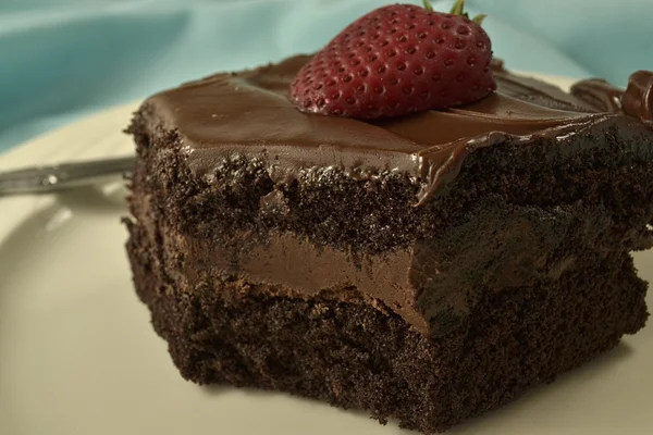 Piece Chocolate Fudge Cake Ready Consumption — Stock Photo, Image