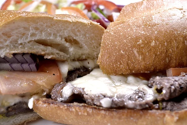 ステーキ サンドイッチ チーズとサラダの盛り合わせ ロイヤリティフリーのストック写真