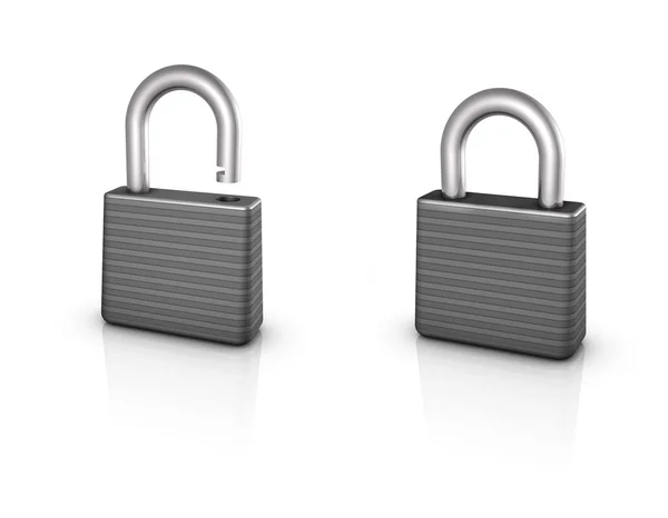 Open and closed iron locks — Stock Photo, Image