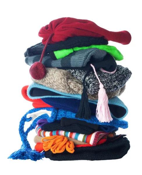 Winter hats stack | Isolated — Stock Photo, Image