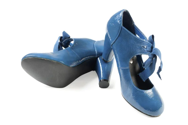 Kobiece buty niebieski | Na białym tle — Zdjęcie stockowe