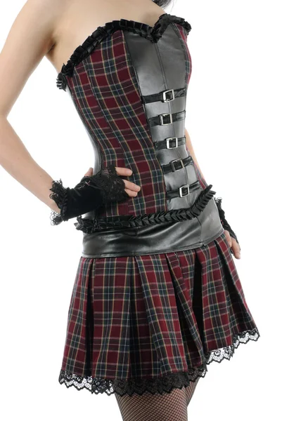 Skinny female torso in corset with belts | Isolated — Stock Photo, Image