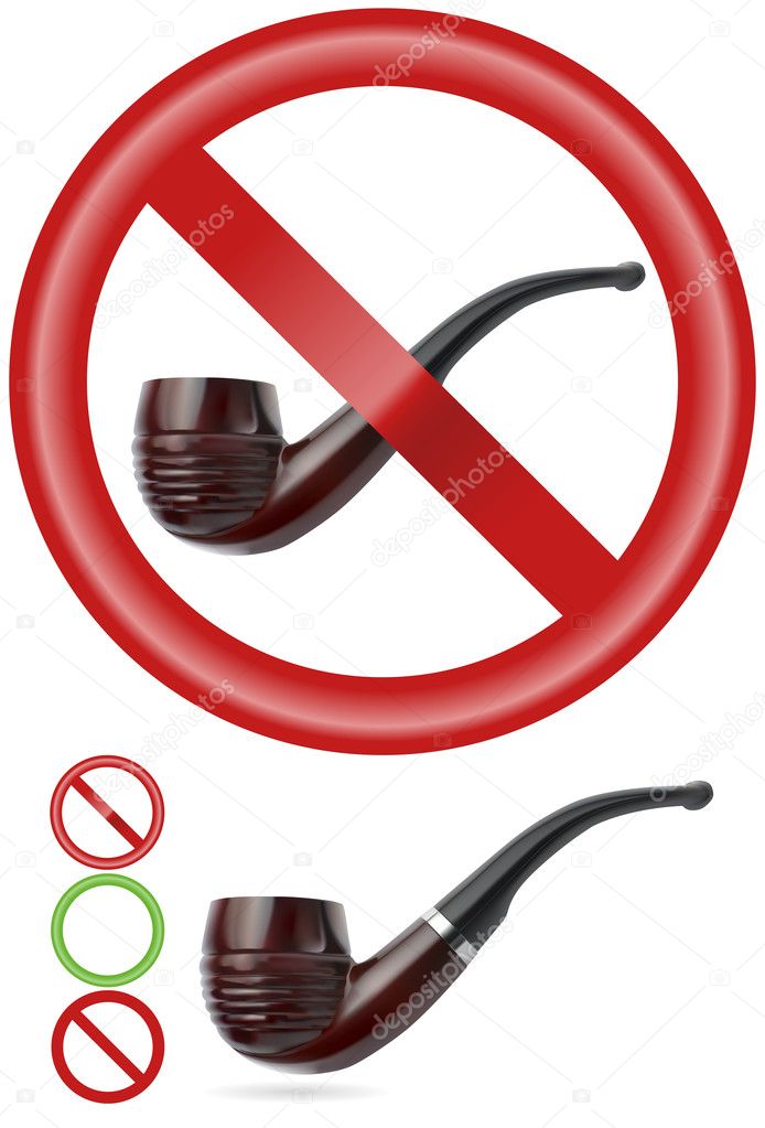 Smoking pipe. 'NO' and 'YES' signs | Realistic vector