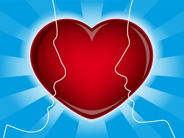 Vektorbild Liebevoller Herzen Und Silhouetten Von Mann Und Frau Vektorbild — Stockvektor