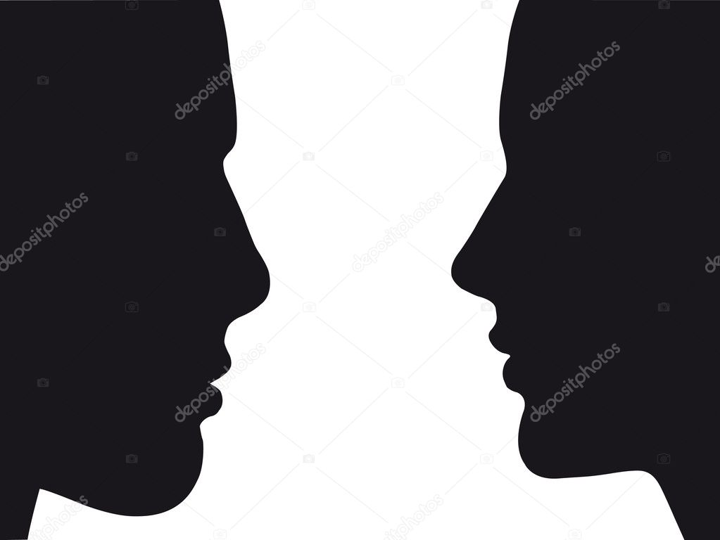Simple vector image of the couple in love. Isolated over white