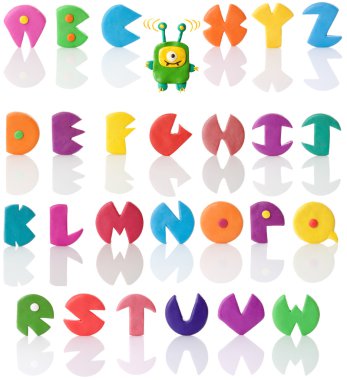 Plasticine alphabet #3 | Isolated clipart