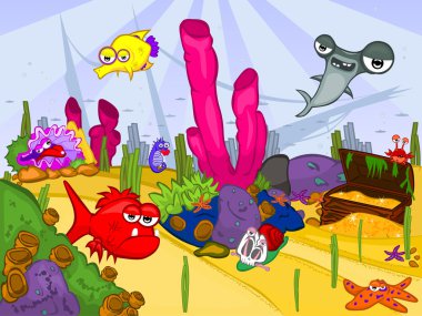 The cartoon sea life illustration. clipart