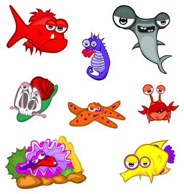 Cartoon sea animals clipart