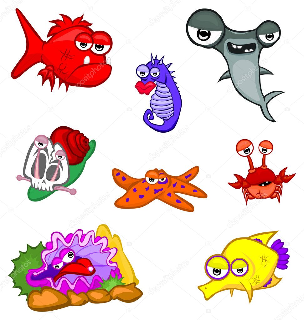 Cartoon sea animals Stock Vector Image by ©Bastetamon #4882197