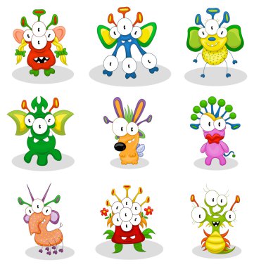 Cartoon monsters, goblins, ghosts clipart