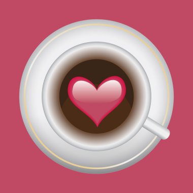 Cup of coffee with red heart for valentine's day clipart