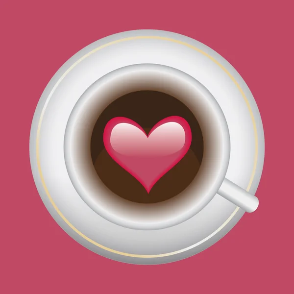 Tasse Kaffee Mit Rotem Herz Zum Valentinstag — Stockvektor