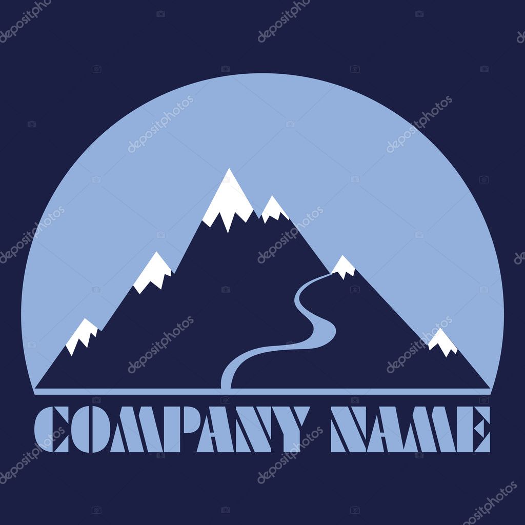 Vector abstract illustration landscape with mountains for business logo