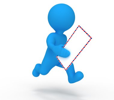 Running very fast man carries a letter clipart