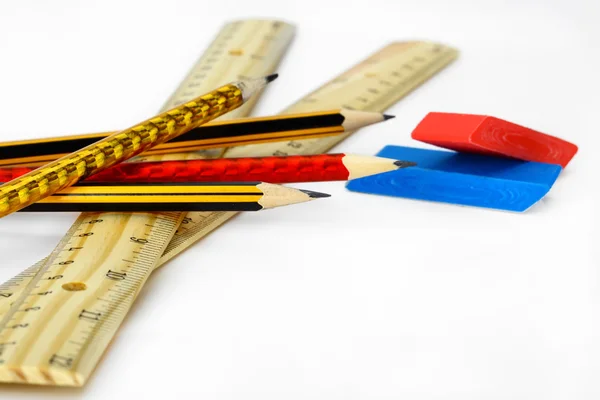Pencils and sharpener — Stock Photo, Image