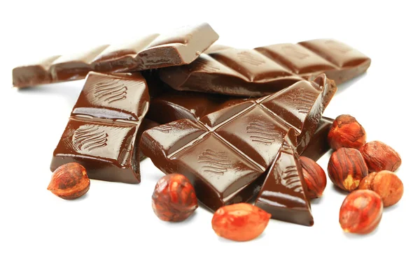 Dark chocolate and hazelnut — Stock Photo, Image