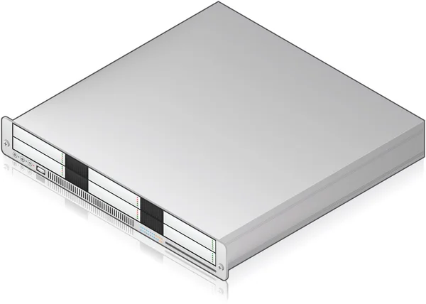 Silver Low Profile Single Server Unit Icono Isométrico Parte Del — Vector de stock