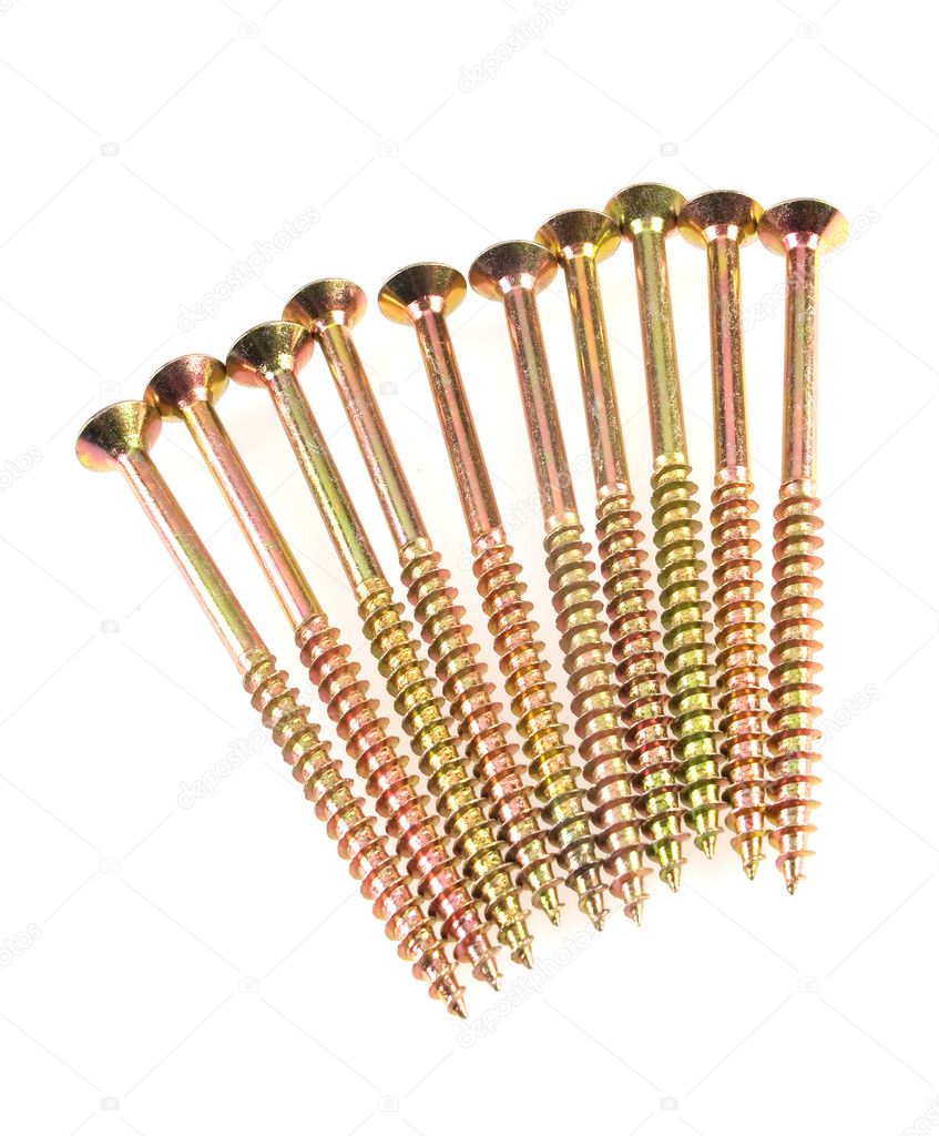 Group of shiny brass screw