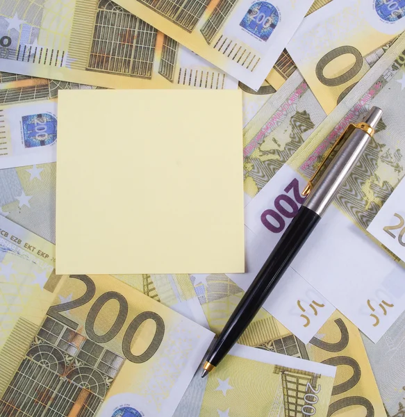 Sticker for notes on banknotes 200 euros — Stock Photo, Image