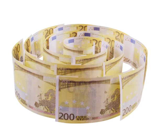 Spiral of 200 euro banknotes — Stock Photo, Image
