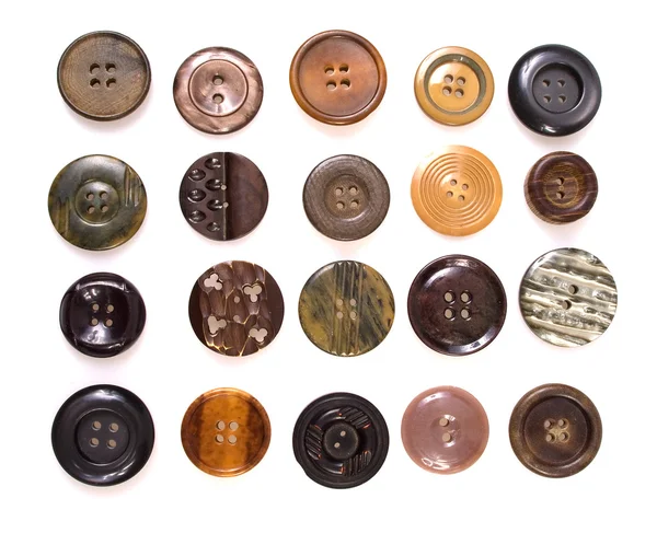 Raccolta di vari pulsante di cucito su sfondo bianco Fotografia Stock