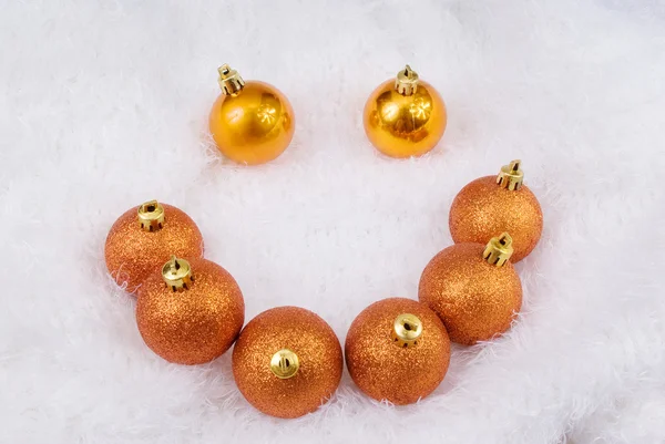 Christmas spheres on the white fur — Stock Photo, Image