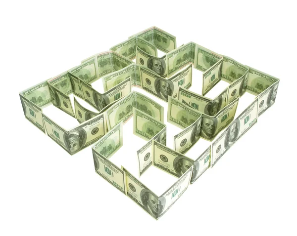 Dollars labyrinth isolated on the white — Stock Photo, Image