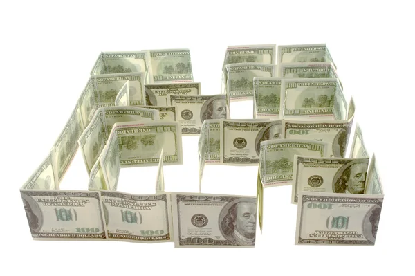 Zielony Labirynt Dolarów Biały — Zdjęcie stockowe