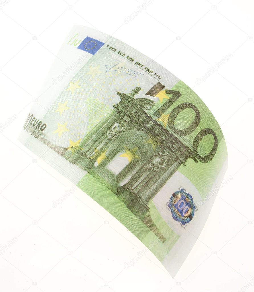 Bill hundred euros isolated on white background