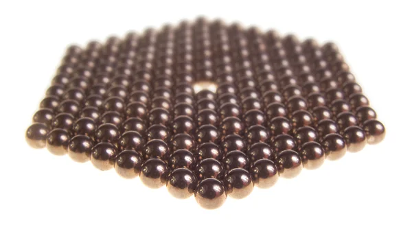 Hexagon av små metall bollar — Stockfoto