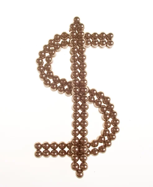 Símbolo de dólar das bolas metálicas brilhantes — Fotografia de Stock