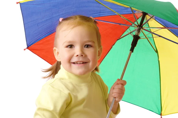 stock image Cute child with colorful umbrella