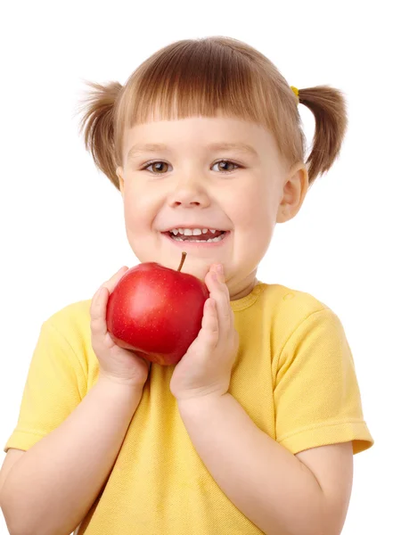 Мила дитина з яблуком — стокове фото