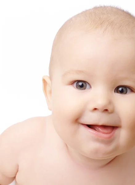 笑みを浮かべて、彼の舌を突き出て幸せな幼児 — ストック写真