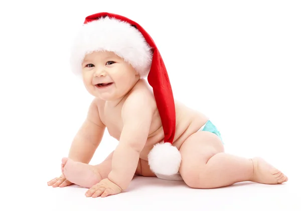 Bambino che indossa berretto rosso di Natale — Foto Stock