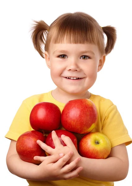 Dziewczynka z jabłkami — Zdjęcie stockowe