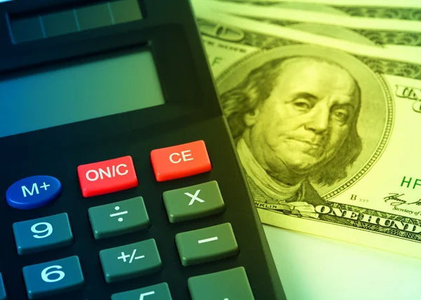 Kalkulator Kilkaset Dolarów Pojęcia Rachunkowości — Zdjęcie stockowe