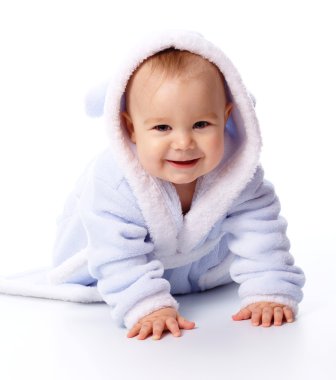 Cute child in bathrobe clipart