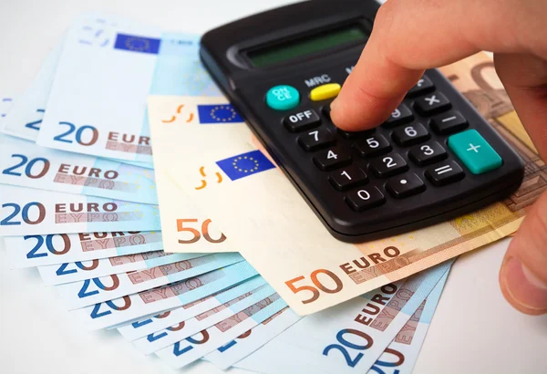Калькулятор Несколько Евро Концепция Бухгалтерского Учета — стоковое фото