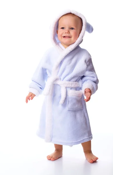 Cute child in bathrobe Royalty Free Stock Photos